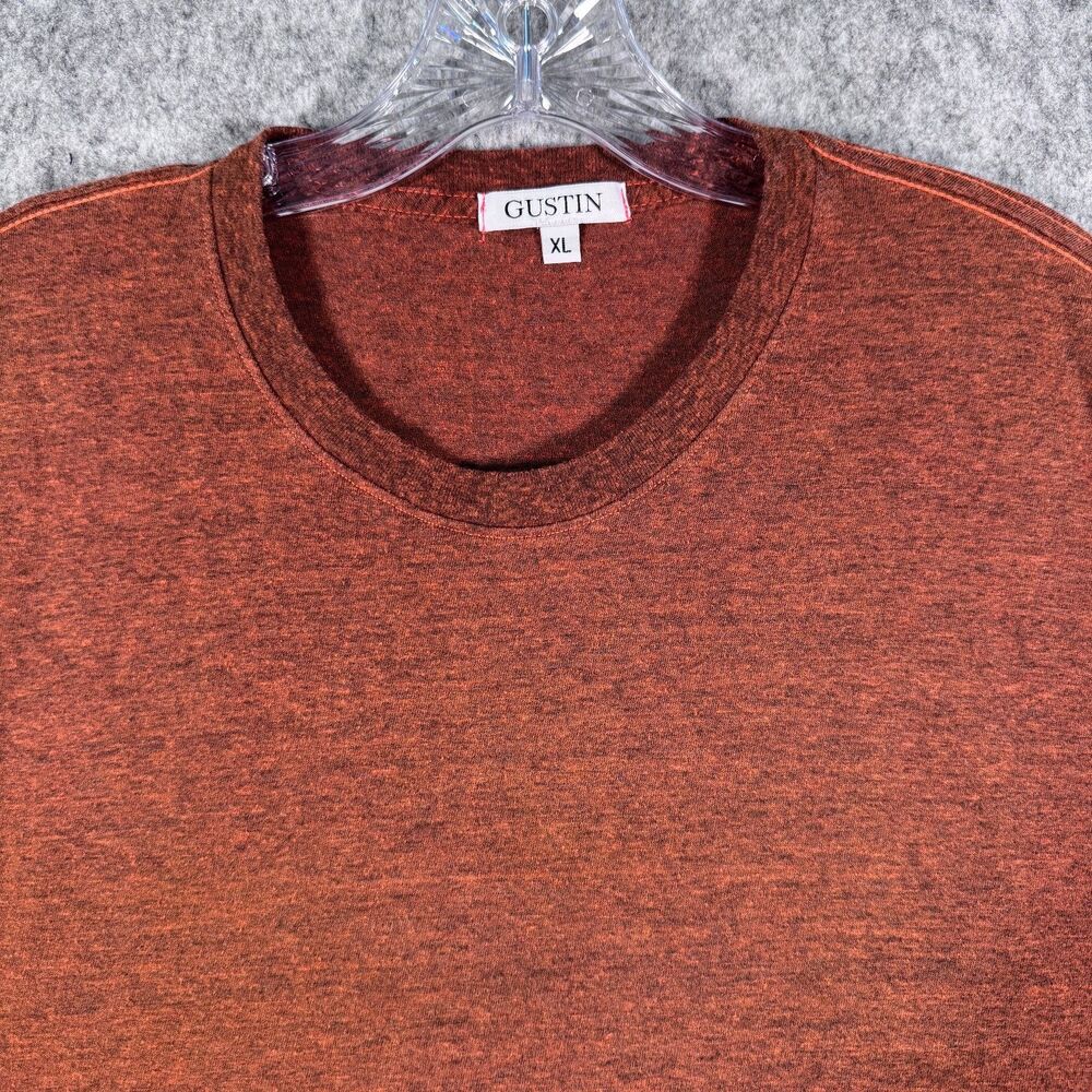 Gustin T Shirt Mens XL Orange Heather Cotton Blend Minor Pilling Made In USA